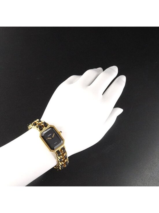 Chanel Premiere L Vintage Watch Black Gold